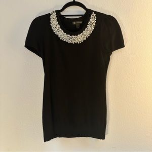 INC International Concepts Pearl Collar Tee